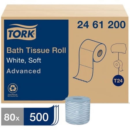 Tork Advanced 2-Ply Toilet Paper Bamboo Bleach Free Unscented 40000 Count, 80 Rolls per Case