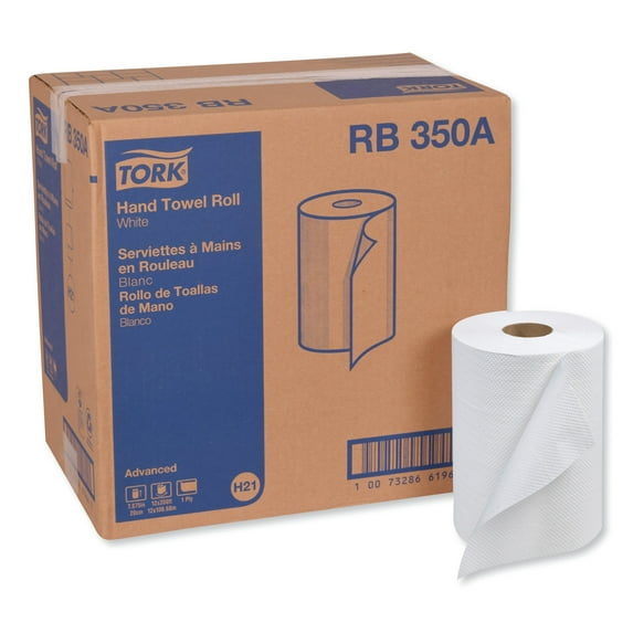 Tork Advanced Hardwound Roll Towel, 7.88" x 350 ft, White, 12 Rolls/Carton -TRKRB350A