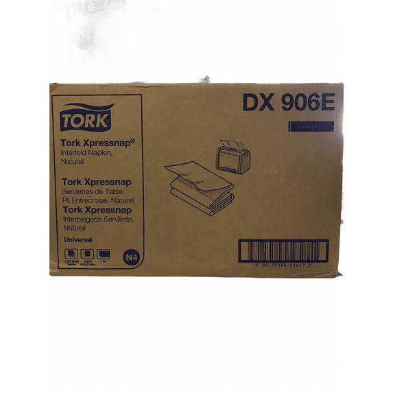 Tork DX906E Universal Xpressnap Dispenser Napkin, Interfold, 1-Ply, 8.5" Length x 13.0" Width, Natural,(Case of 12 Packs, 500 per Pack, 6,000 Napkins)