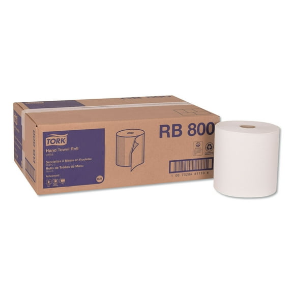 Tork Advanced Hardwound Roll Towel, 7.88" x 800 ft, White, 6 Rolls/Carton -TRKRB800