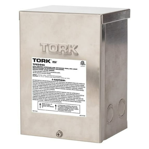 Tork Low Voltage 300 Watt Safety Transformer for Indoor Outdoor Pool