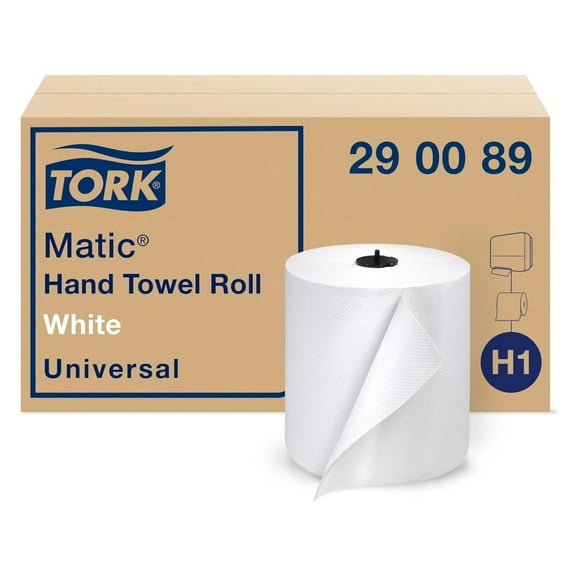 Tork Matic Paper Hand Towel Roll White H1, Universal, 100% Recycled Fiber, 6 Rolls x 700 ft, 290089 CA2