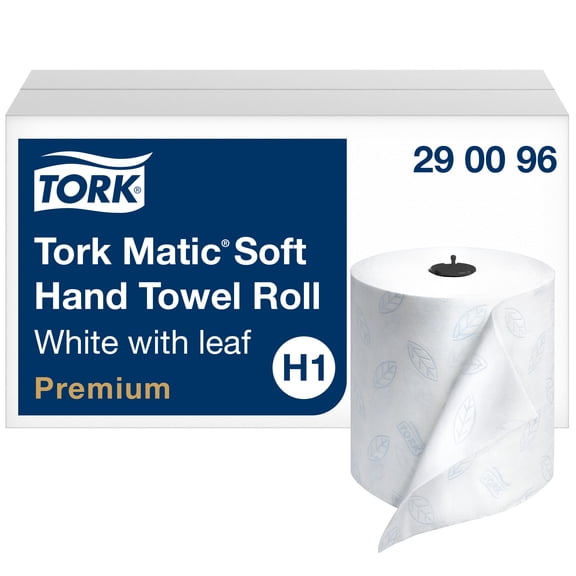 Tork Matic Soft Hand Towel Roll White with Blue Leaf H1
