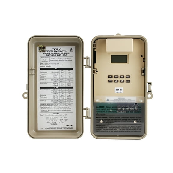Tork NSI DG180-3 One Channel Time Switch 24 Hour Scheduling 277 VAC 50/60 Hz SPDT
