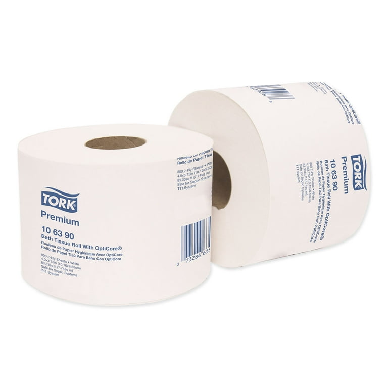 Premium Bath Tissue Roll with OptiCore, Septic Safe, 2-Ply, White, 800 Sheets/Roll, 36/Carton Premium Bath Tissue Roll with OptiCore, Septic Safe, 2-Ply, White, 800 Sheets/Roll, 36/Carton