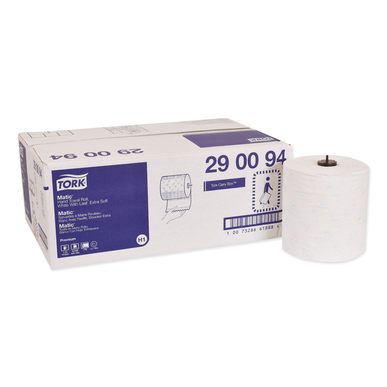 Tork® Premium Extra Soft Matic Hand Towel Roll, 2-Ply, 7.7" x 300 ft, White, 6/Carton