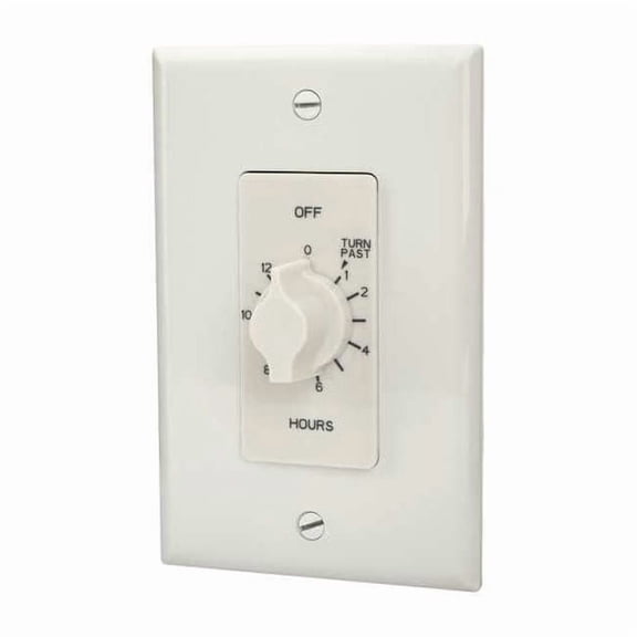 Spring-Wound Timer, White, Timing Range: 0 to 12 hr., 20 Max. Amps @ 125VAC