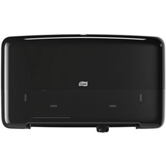Tork TRK5555290 5.7 in. Twin Mini Jumbo Toilet Paper Roll Dispenser, Black