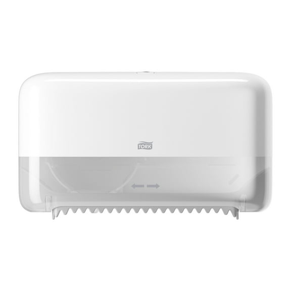Tork Twin Toilet Paper Roll Dispenser White T7, Coreless High Capacity, Elevation Range, 473200