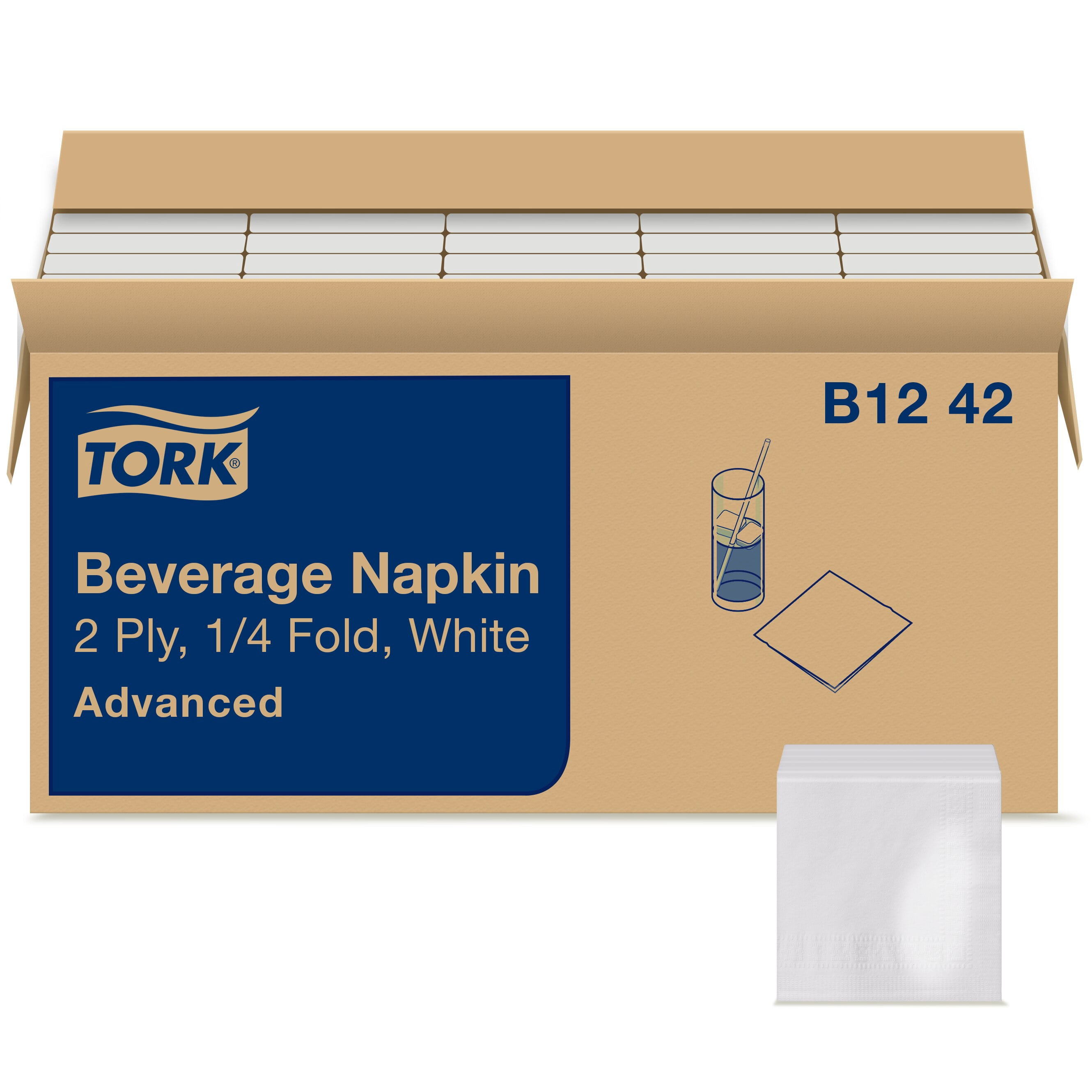 Tork Lunch Servietten Natural, 1/4 Gefaltet, 2-lagig, 33x33 Cm – Perfekt Für Restaurant & Gastronomie