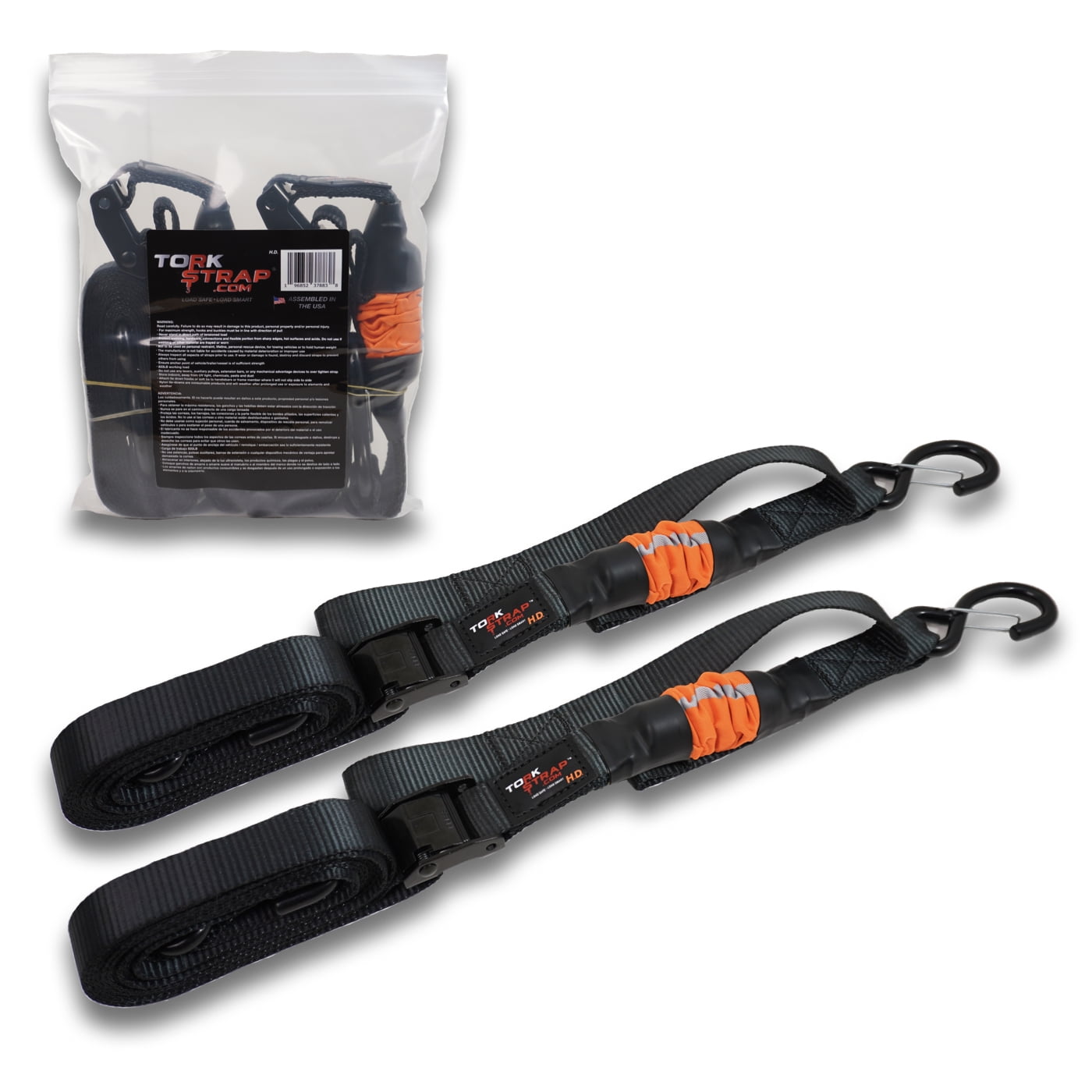 TorkStrap HD750 (2Pack) Patented SpringLoaded Tie Downs! Just Pull