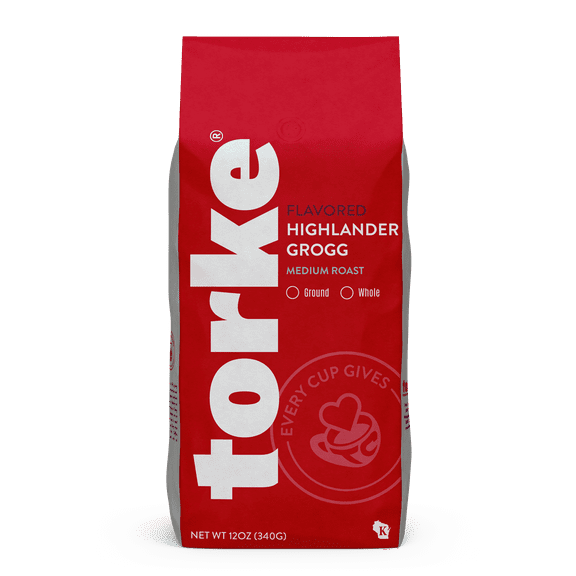 Torke Highlander Grogg Flavored Whole Bean Coffee Medium Roast Gourmet Arabica, 12 oz Bag Smooth & Spiced Flavor Fresh Roasted Coffee for Home or Office Brewing +Surprise Mystery Gift