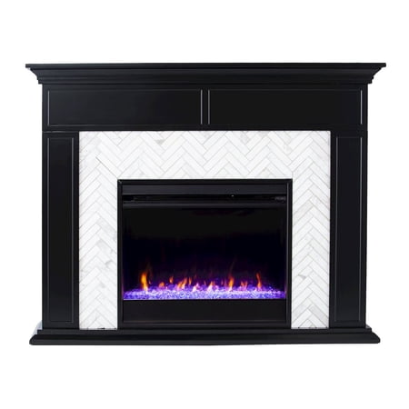 SEI Furniture Torlington Color Changing Marble Tiled Fireplace