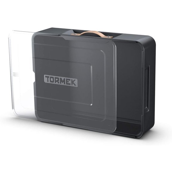 Tormek Case TC-800 - Premium Toolbox to Store all Your Tormek Jigs and Accessories - Durable, Stackable Case with a Clear Sliding Lid and a Sturdy Leather Carrying Handle