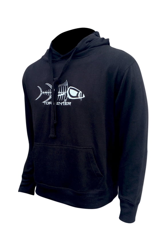 Mens Embroidered Logo Hoodie (Black/White Logo, Medium)