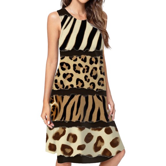 Torn Animal Print Paper Scraps Dress Elegant Party Dresses Evening Dresses Women Dress Sleeveless Dress Ladies Dresses