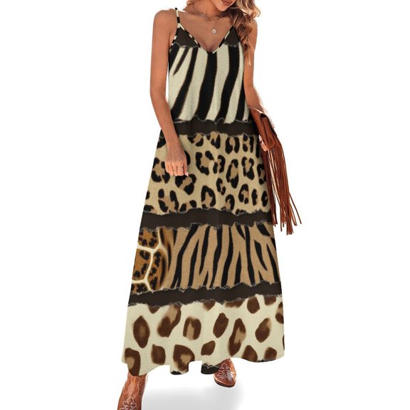 Torn Animal Print Paper Scraps Sleeveless Dress Loose Women's Dress Dresses Luxury Evening Dresses