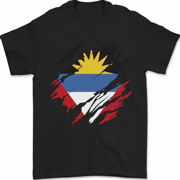 Torn Antigua And Barbuda Flag Day Football Mens Womens T-Shirt