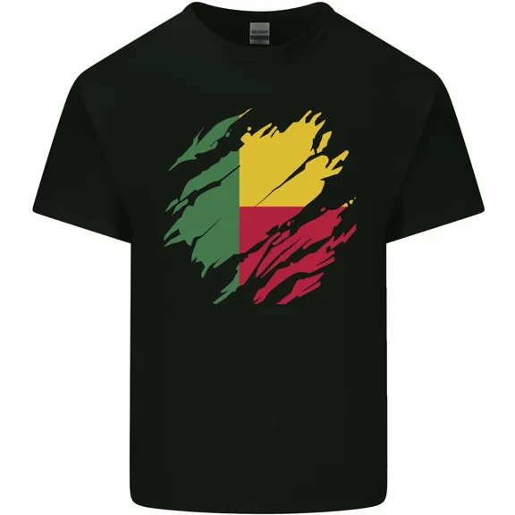 Torn Benin Flag For Beninese National Pride Day Soccer Fan Gift Unisex T-Shirt