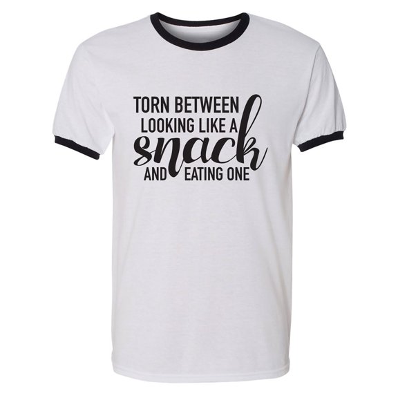 Torn Between Looking Like A Snack Adult Short Sleeve Ringer T-shirt