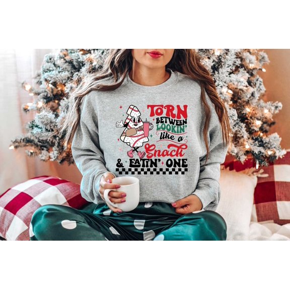 Torn Between Looking Like A Snack Or Eating One Sweatshirt, Christmas Sweatshirt, Funny Christmas Gift, Gym Workout Sweatshirt