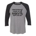 thumbnail image 1 of Torn Between Looking Like A Snack Unisex 3/4 Sleeve Baseball Raglan Tee, 1 of 2