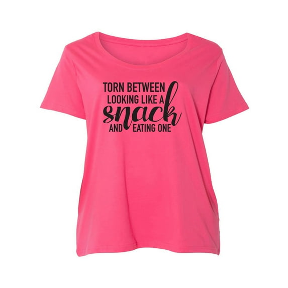 Torn Between Looking Like A Snack Womens Plus Size Scoopneck Tee