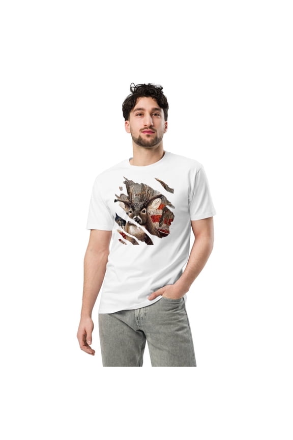 Torn Buck Unisex premium t-shirt (White, M)