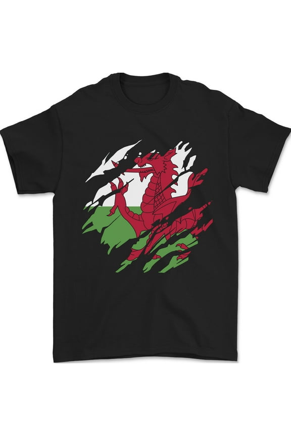 Torn Flag Wales Welsh Mens T-Shirt 100% Cotton