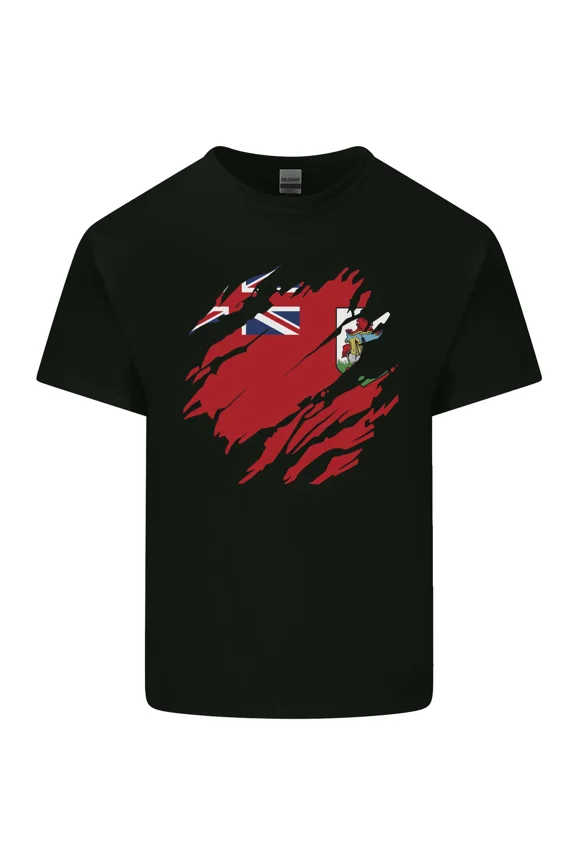 Torn Flag of Bermuda for a Patriotic Pride Day Supporter and Native Unisex T-Shirt, up to size 5XL