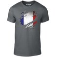 thumbnail image 1 of Torn France Flag Men's Graphic T-Shirt | French National Pride Tee, 1 of 2