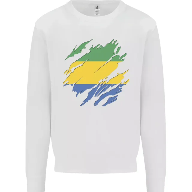 Torn Gabon Flag Gabonese Day Football Mens Sweatshirt Jumper