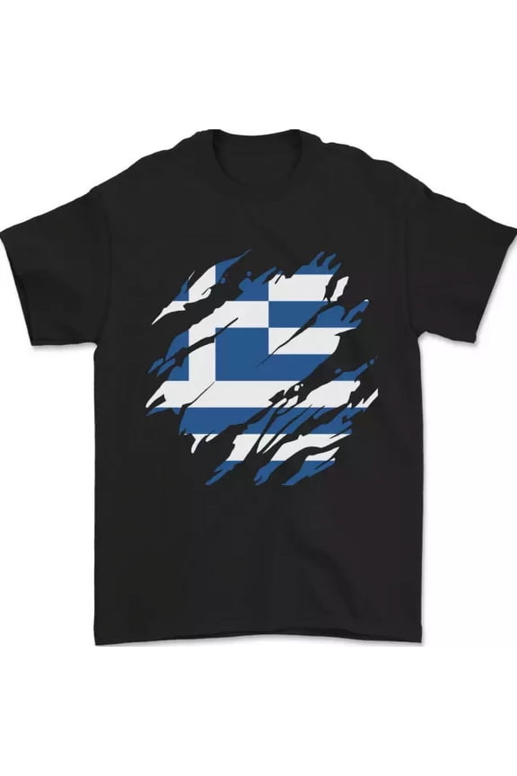Torn Greece Flag Greek Day Football T-Shirt