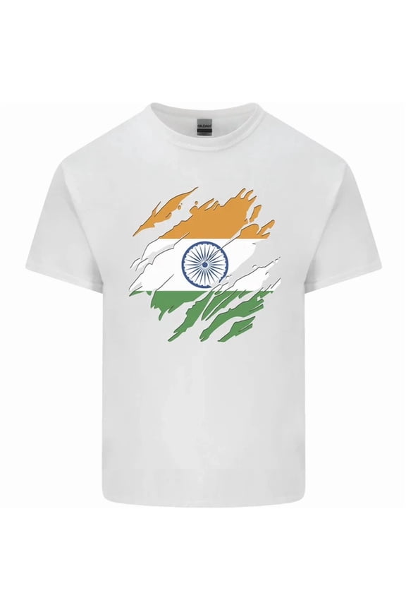 Torn India Flag Indian Day Football T-Shirt