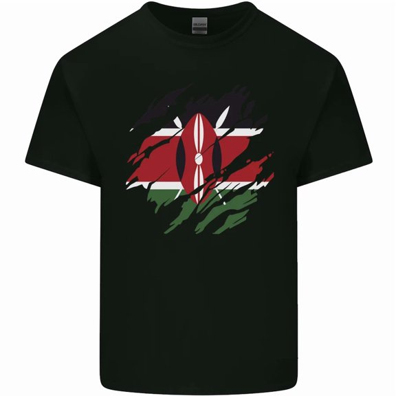 Torn Kenya Flag Kenyan Day Football National Pride Sport Cotton Tee,for unisex up to 5XL
