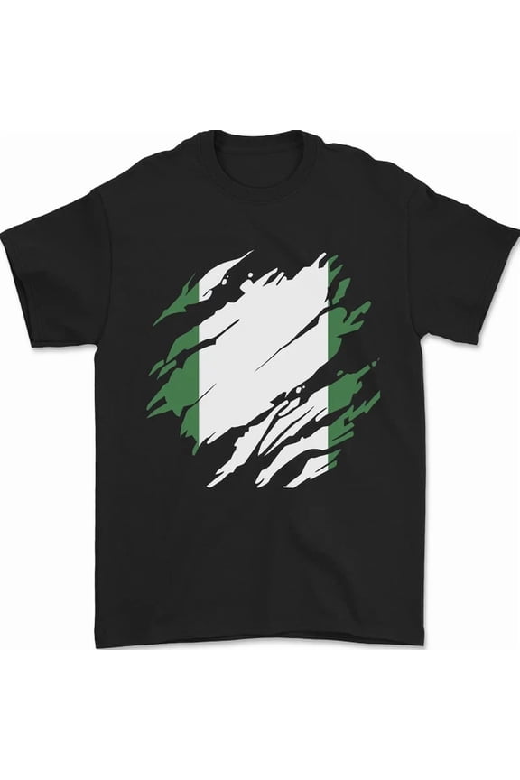 Torn Nigeria Flag Nigerian Day Football Mens Womens S-5XL T-Shirt