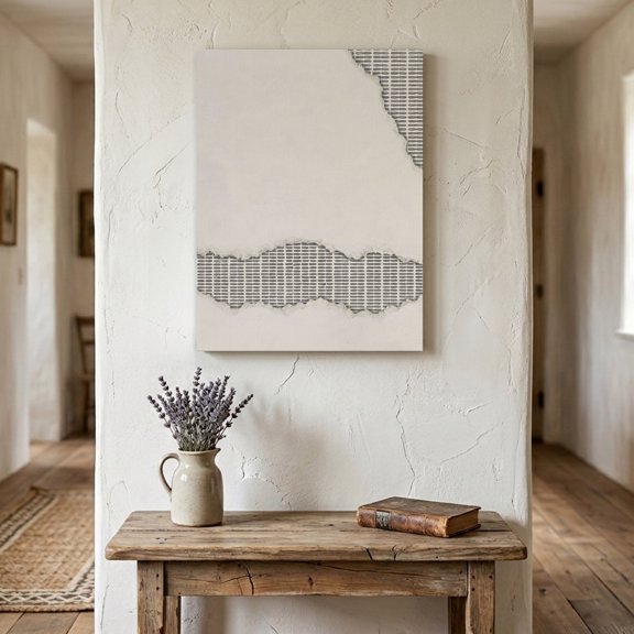 Torn Paper Texture Canvas Wall Art for Living Room Bedroom Bathroom, Vintage Gingham Plaid Linen Canvas Grid Canvas Art Wall Decor, Artwork for Walls Home Office Decor, 8"x10"