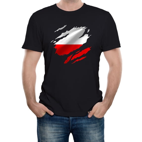 Torn Poland Flag Men's Graphic T-Shirt | Patriotic National Pride Tee
