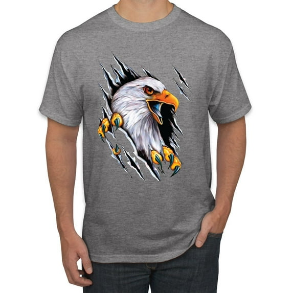 Torn Ripped Eagle Claws Animal Lover Men's Graphic T-Shirt, Heather Grey, Small