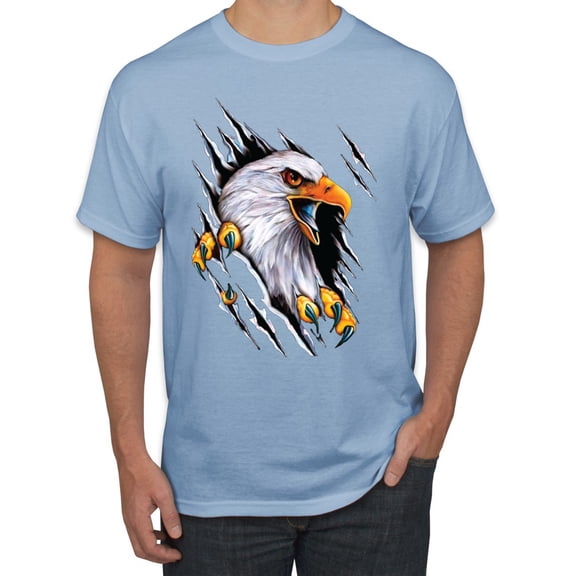 Torn Ripped Eagle Claws Animal Lover Men's Graphic T-Shirt, Light Blue, X-Large