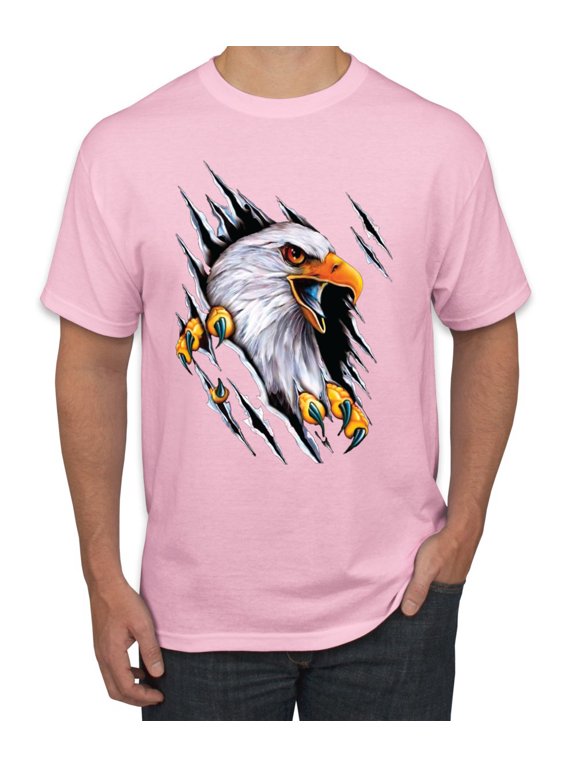 Torn Ripped Eagle Claws Animal Lover Men's Graphic T-Shirt, Light Pink, 5XL