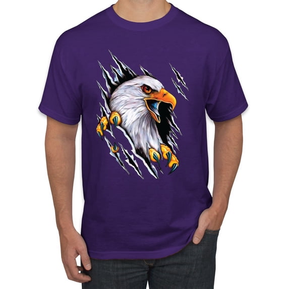 Torn Ripped Eagle Claws Animal Lover Men's Graphic T-Shirt, Purple, Medium