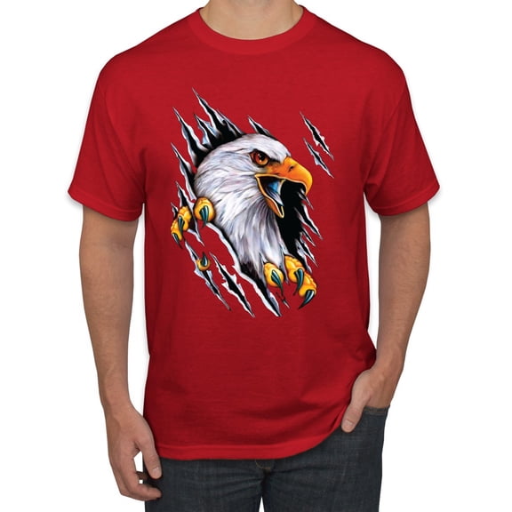 Torn Ripped Eagle Claws Animal Lover Men's Graphic T-Shirt, Red, Large