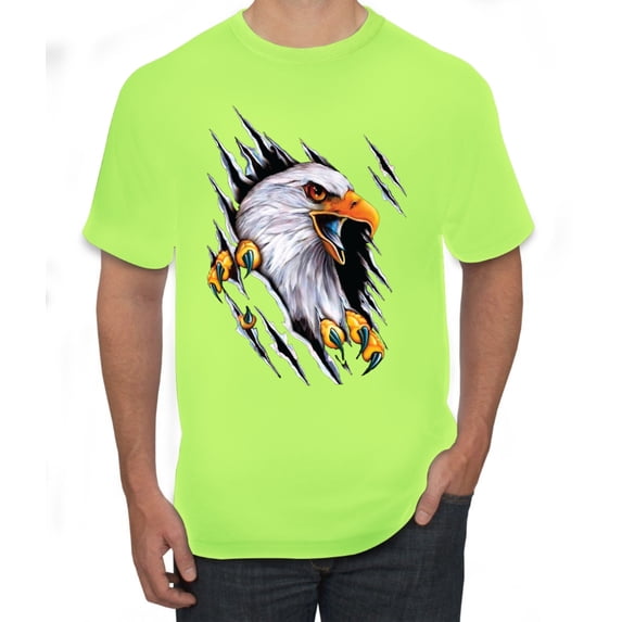 Torn Ripped Eagle Claws Animal Lover Men's Graphic T-Shirt, Safety Green, 5XL