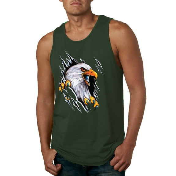 Torn Ripped Eagle Claws Animal Lover Mens Graphic Tank Top, Forest Green, Medium