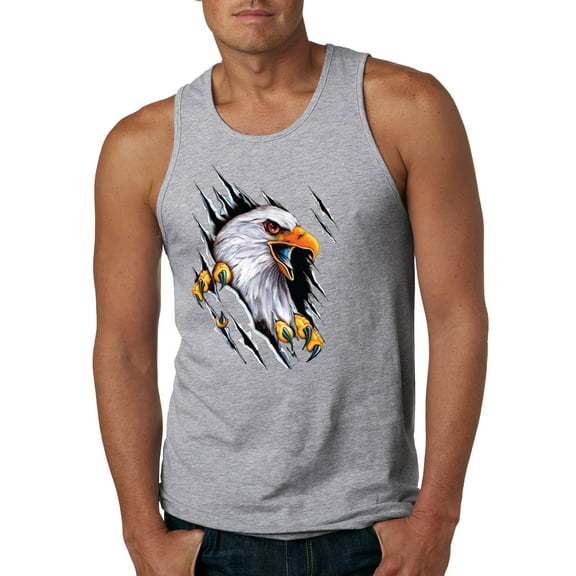 Torn Ripped Eagle Claws Animal Lover Mens Graphic Tank Top, Heather Grey, Large