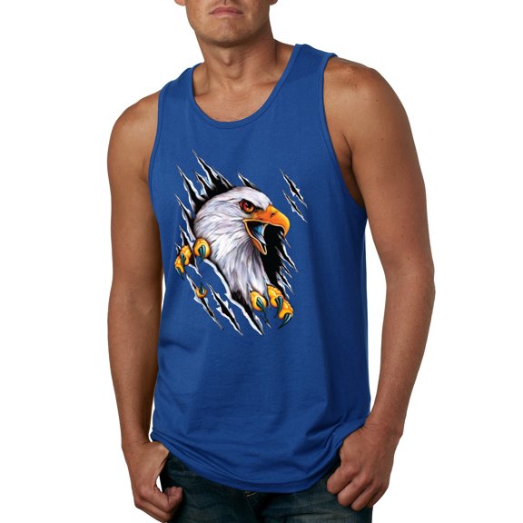Torn Ripped Eagle Claws Animal Lover Mens Graphic Tank Top, Royal, Medium