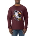 thumbnail image 1 of Torn Ripped Eagle Claws Animal Lover Mens Long Sleeve Shirt, Maroon, 2XL, 1 of 3