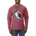 thumbnail image 1 of Torn Ripped Eagle Claws Animal Lover Mens Long Sleeve Shirt, Vintage Heather Red, Large, 1 of 3