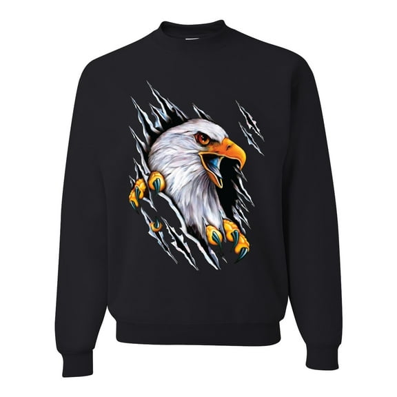 Torn Ripped Eagle Claws Animal Lover Unisex Crewneck Graphic Sweatshirt, Black, Small